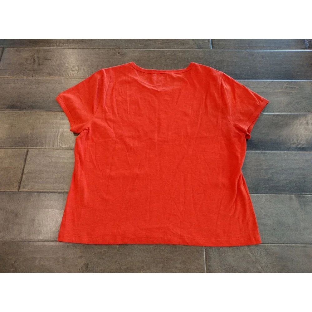 J.CREW Women's NWT short-sleeve Organic Cotton Slub red t-shirt tee - L Large